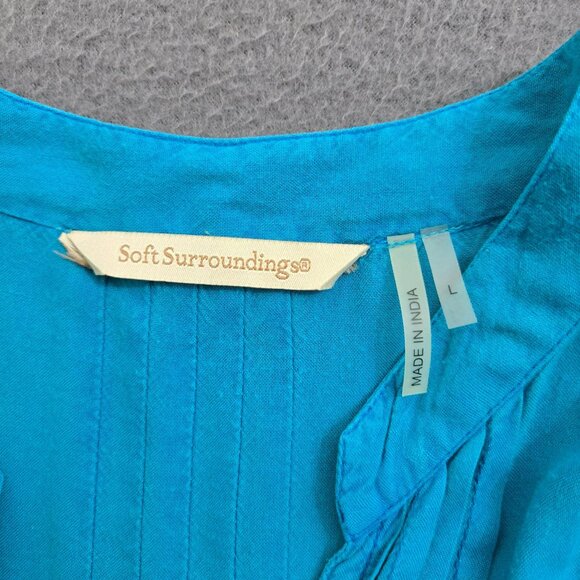 Soft Surroundings Women L Pintuck Tunic Roll Tab Sleeve Blouse - Picture 7 of 11